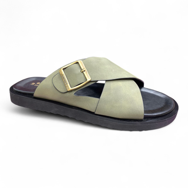 Dark Blue Buckle Strap Sandals Casual Slip-On Comfort 