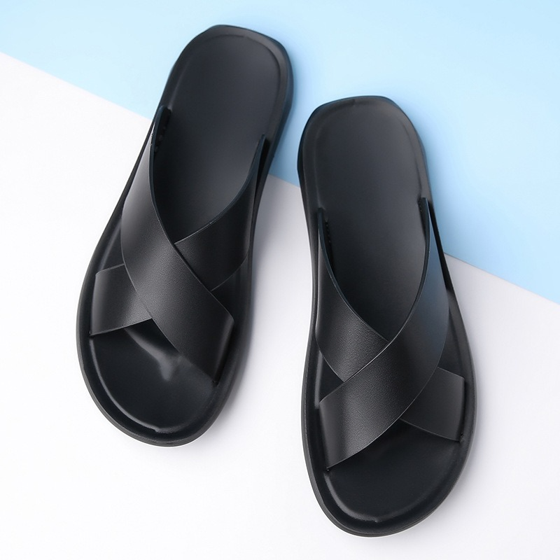 Men's Genuine Leather Temu Summer Casual Beach Sandals, Stylish Large Size Export Leather Sandals, Breathable New Model