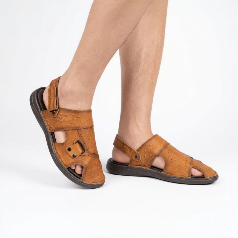 Brown Rugged Sandals — Perforated Strap Comfort 
