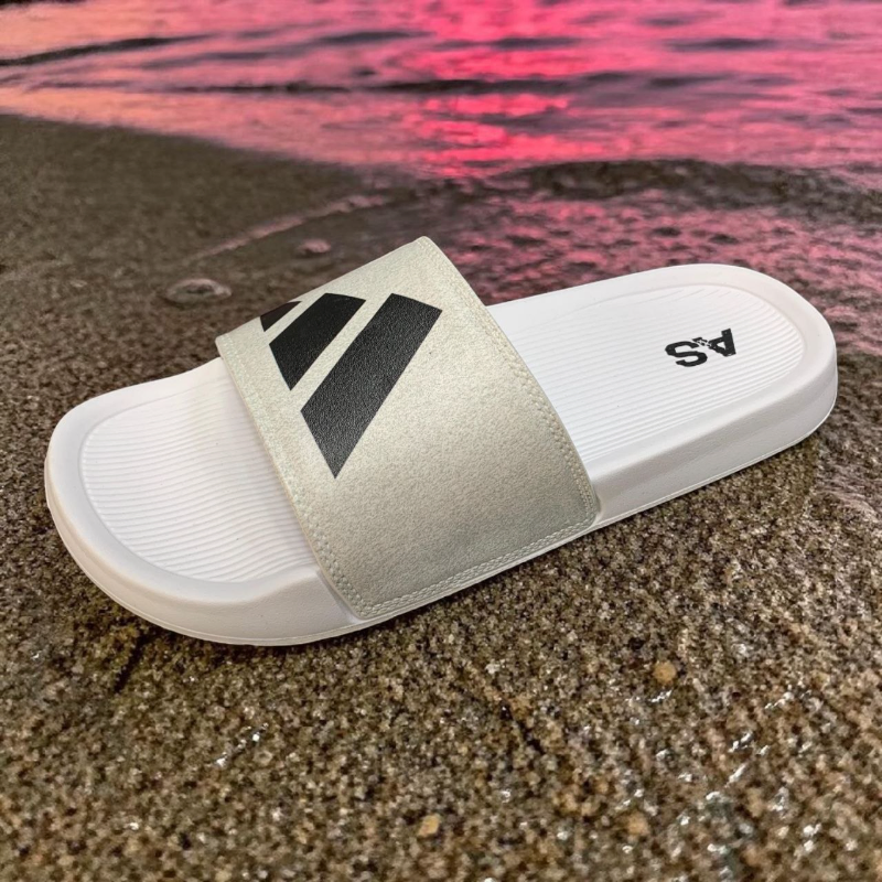 Adidas Black & White Slides Premium Comfort Slip-On Sandals 