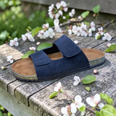 Stylish Men’s Double-Strap Sandals – Forest Green with Cork-Inspired Sole