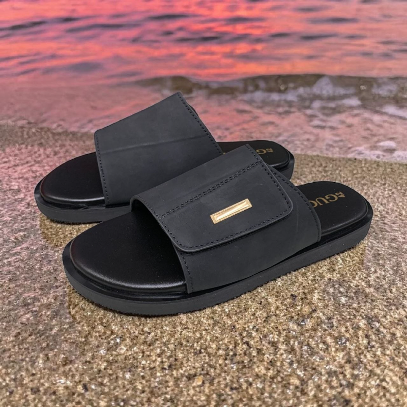 Men’s Matte Premium Slides with Gold Hardware | Minimalist Luxury Sandals