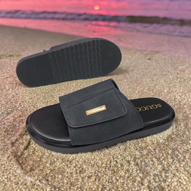 Men’s Matte Premium Slides with Gold Hardware | Minimalist Luxury Sandals
