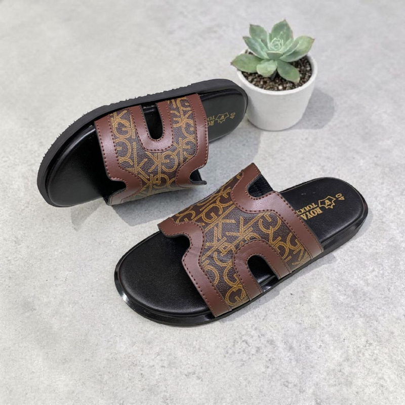 en’s Designer-Inspired Luxury Leather Slides | High-Fashion Summer Sandals