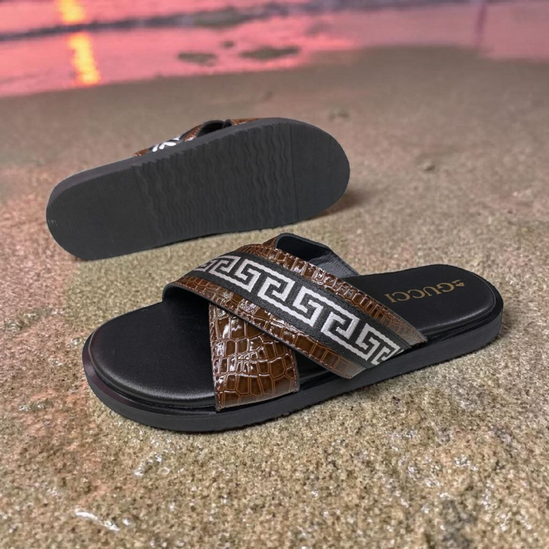 en’s Designer-Inspired Luxury Leather Slides | High-Fashion Summer Sandals