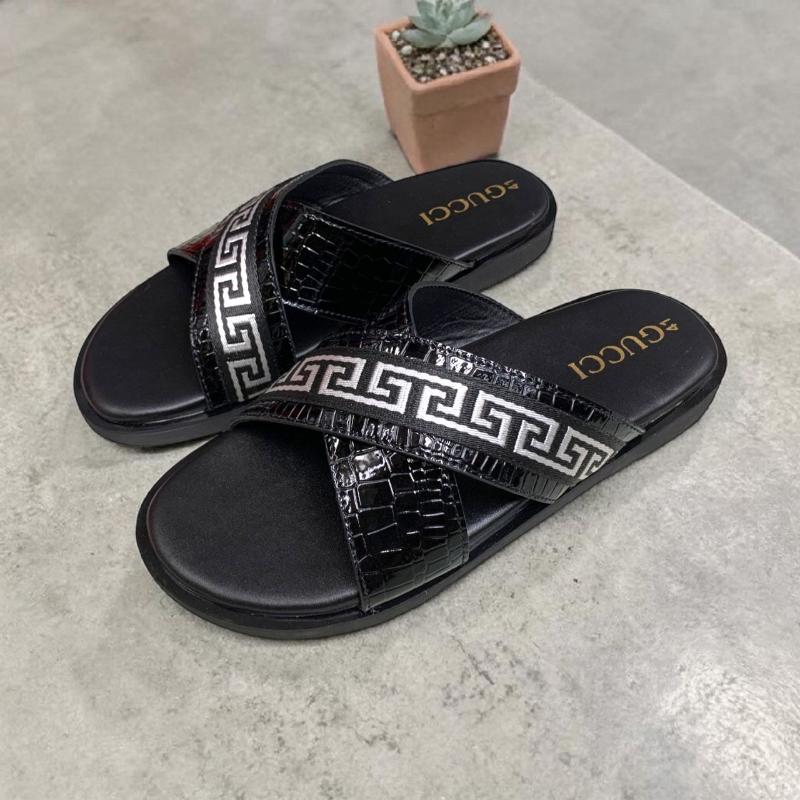 en’s Designer-Inspired Luxury Leather Slides | High-Fashion Summer Sandals