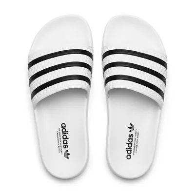 Men's Three-Stripe Adilette Slides Black/White Cushioned Footbed