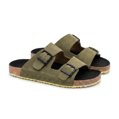 Men's Double-Strap Cork Footbed Sandals – Suede & Leather, 4 Colorways 
