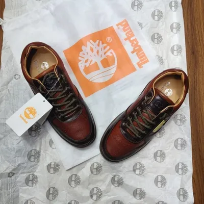 Timberland Men's Leather Lace-Up Casual Shoe – Tan/Brown, Perforated Upper, Wave Sole
