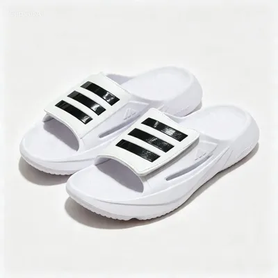 Men's Three-Stripe Sport Slide Sandal | Lightweight Chunky Sole Casual Slipper