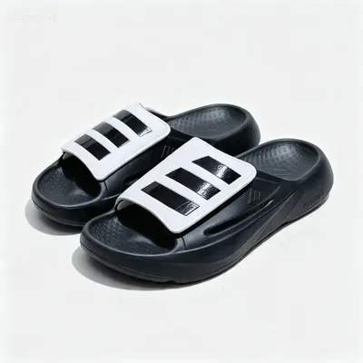 Men's Three-Stripe Sport Slide Sandal | Lightweight Chunky Sole Casual Slipper