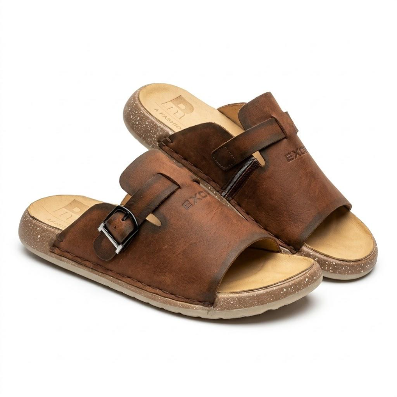 Men's Croc-Embossed Cross Strap Slide Sandal | Premium Casual Footwear Bangladesh