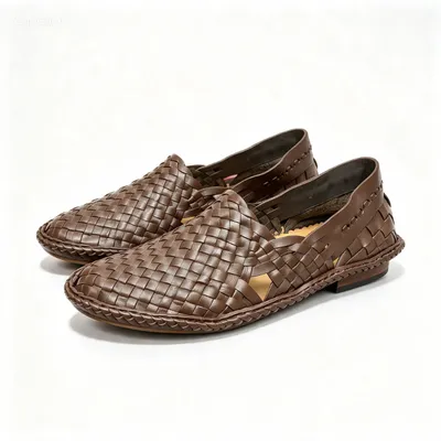 Men's Perforated Leather Slip-On Cut-Out Loafer, Black & Dark Brown