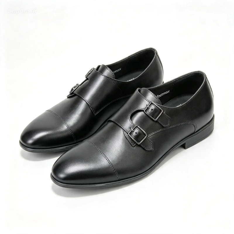 Men’s Brown Leather Double Monk Strap Shoes – Formal Dress Shoes