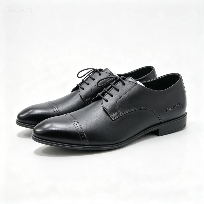 Men’s Leather Cap-Toe Dress Shoes – Formal Lace-Ups, Brown & Black