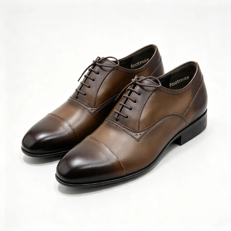 Men’s Leather Cap-Toe Dress Shoes – Formal Lace-Ups, Brown & Black
