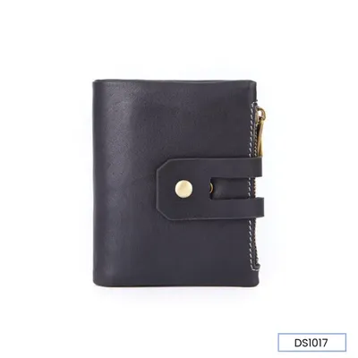 Genuine Leather Short Wallet With Zipper