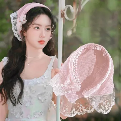 Vintage Korean Lace Triangular Headband Scarf