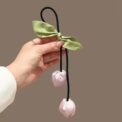 Tulip Flower Bow Tassel Elastic Hair Band (1 Pc)