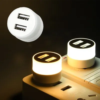 USB Plug Power Bank Charging Mini LED Night Light (2 pc)