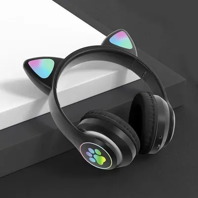 Cat Ears Paws Bluetooth 5.0 LED Light Headphone
