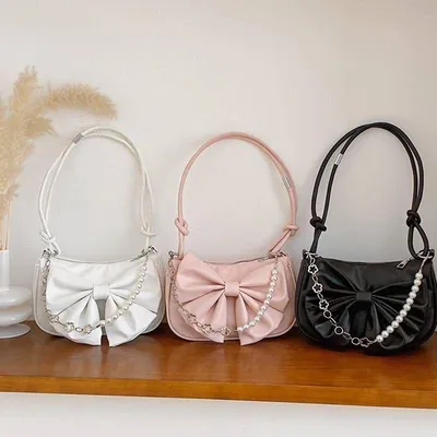 Chain Pearl Trendy  Bow Shoulder Bag