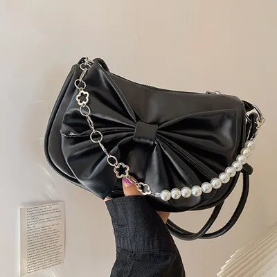 Chain Pearl Trendy  Bow Shoulder Bag