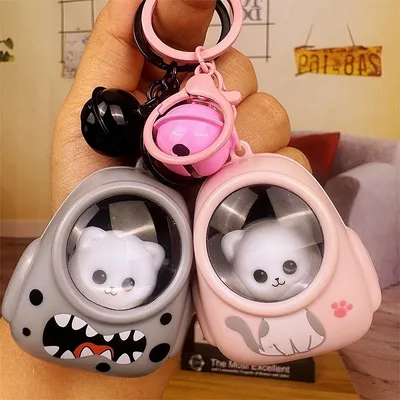 Kawaii Lighting System Backpack Shape Bear/Cat Keychain (1 Pc)