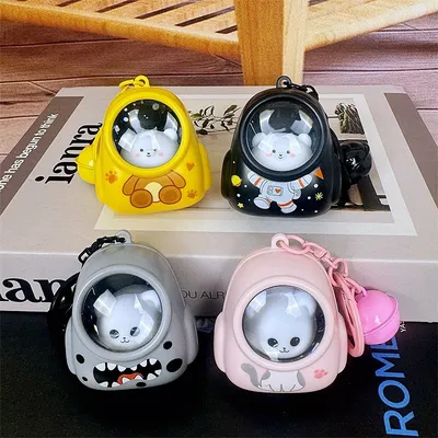 Kawaii Lighting System Backpack Shape Bear/Cat Keychain (1 Pc)