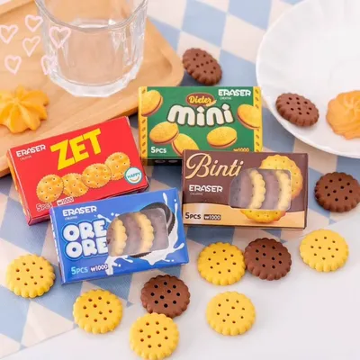 5 Pcs Biscuits/Cookies Eraser (2 Set)