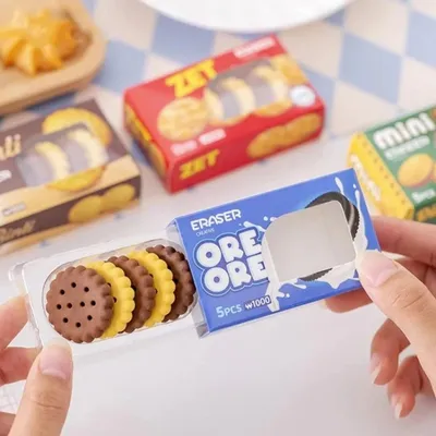 5 Pcs Biscuits/Cookies Eraser (2 Set)