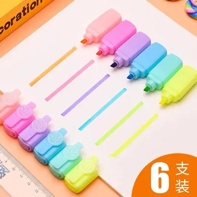 6 pcs Mini Highlighter Pen Box (1 Box)