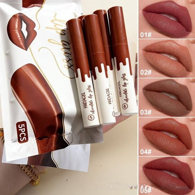 Chocolate Flavored Lipstick Lip Glaze Set (5 Pcs)