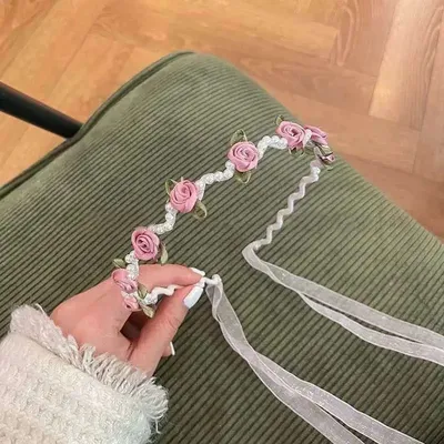  Rose Flower Pearl Headband