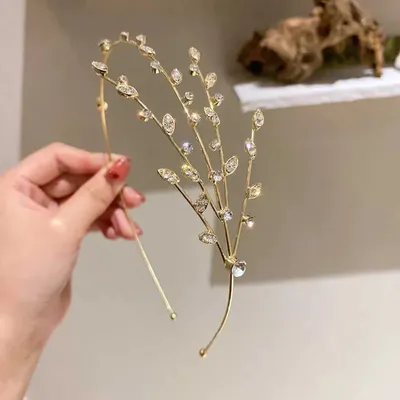 Sparkling Leaf Rhinestone Headband / Hijab Band
