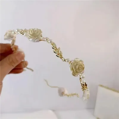 Red and White Rose Headband ( 1 Pc )