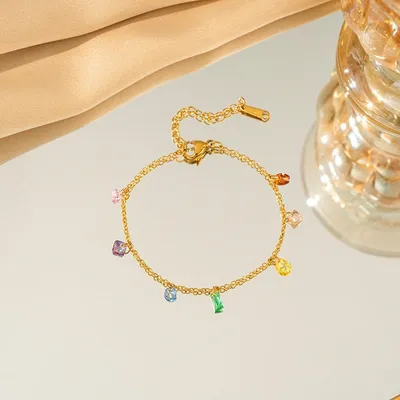 Stainless Steel Colored Zircon Bracelet