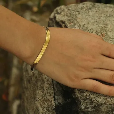 Stainless Steel  Gold Plated Snake Chain Bracelet