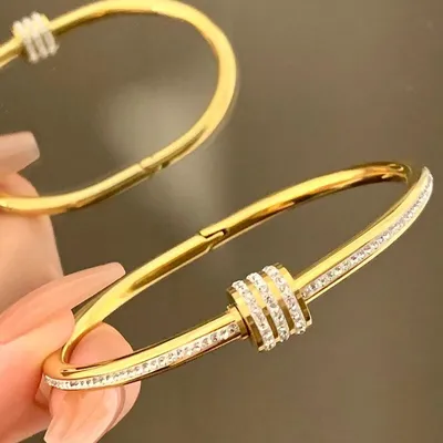 Gold Plated Stainless Steel  Diamond Studded Bracelet