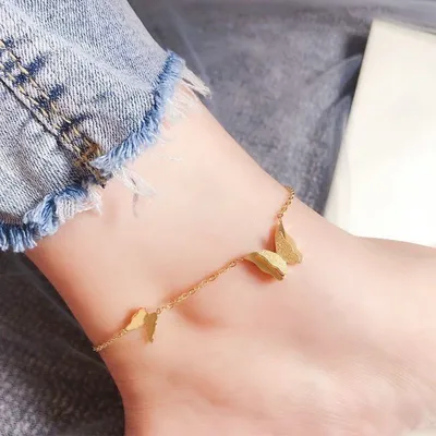 Stainless Steel Double Butterfly Payel Anklet