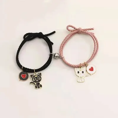  Magnet Couple Bracelet Cat Cartoon Design ( 2 Pcs )
