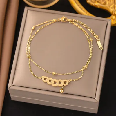Coin Bell Pendant Anklet Stainless Steel 