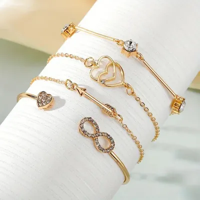  Infinity Arrow Double Love Bracelet Set (4 Pcs)