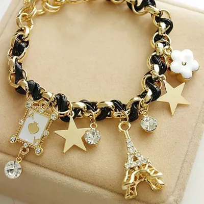 Eiffel Tower Stars Flower Bracelet