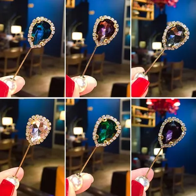  Colorful Crystal Hijab Pin (3 pcs)