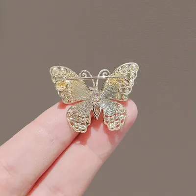 Butterfly Hijab Brooch Pearl Crystal White 