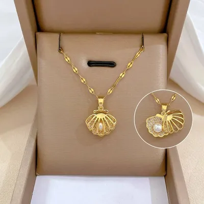 Shell Charm Openable Pearl Necklace