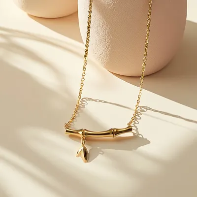 Bamboo Leaf Gold Plated Necklace