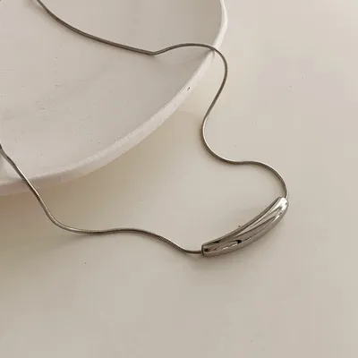 Curved Bar Stainless Steel Snake Chain Necklace