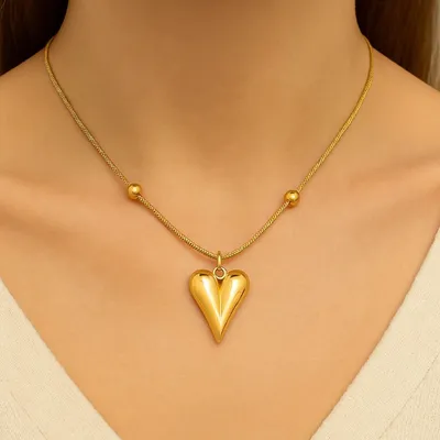 Heart Ball Stainless Steel Pendant Necklace